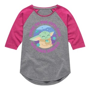 Girls' - The Mandalorian - Come To The Cute Side Shirt Tail Raglan Graphic T-shirt - 1 of 3