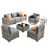 Marlton 8pc Wicker Outdoor Patio Furniture Set Conversation Sofa Sectional with a Swivel Chair and Cushions - 2 of 4