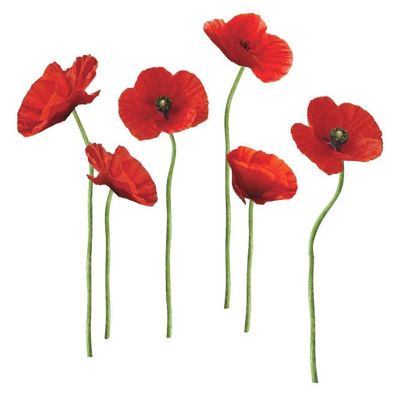 Poppies at Play Peel and Stick Giant Wall Decals Red - ROOMMATES, 4 of 11