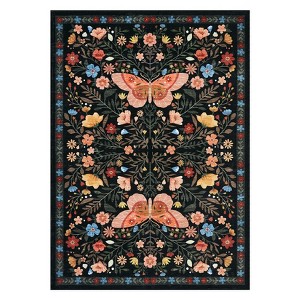 Washable Farmhouse Floral Print Living Room Rugs, Soft Butterfly Print Ultra Thin Bedroom Carpet, Non Slip Textured Dining Room Rugs - 1 of 4
