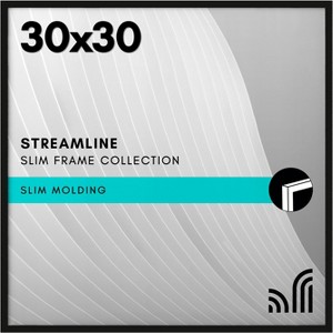 Americanflat 30x30 Picture Frame with Polished Plexiglass - Streamline Collection - Thin Square Picture Frame for Wall Display - Black - 1 of 4