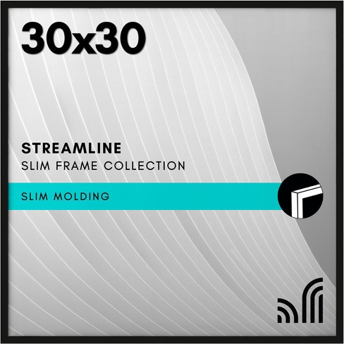 Americanflat 30x30 Picture Frame with Polished Plexiglass - Streamline Collection - Thin Square Picture Frame for Wall Display - Black - image 1 of 4