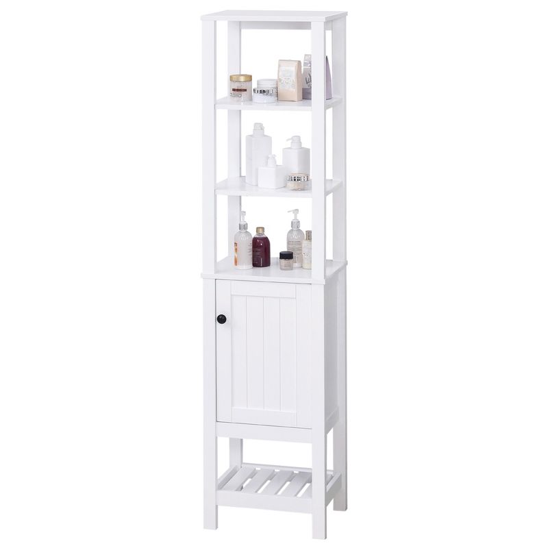 HOMCOM Freestanding Wood Bathroom Storage Tall Cabinet Organizer Tower with Shelves & Compact Design, White, 4 of 9