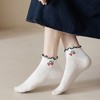 Anna-Kaci 4 Pairs Ankle Socks with Ruffle Trim Cuff Featuring Cherry, Grid, Stripe, and Polka Dot Designs - 4 of 4