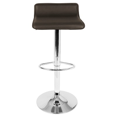 Contemporary Adjustable Swivel Barstool in Brown Leatherette
