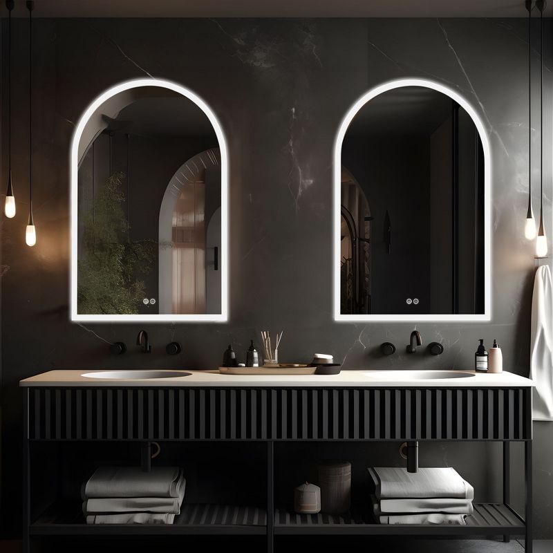 Neutypechic LED Wall Mounted Mirror with Anti-Fog Modern Arched Bathroom Vanity Mirror, 3 of 9