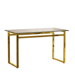 NicBex 51Inch Rectangle Dining Table with Tempered Glass Tabletop and Golden Chrome Metal Legs - 1 of 4