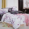 Slickblue 4-Piece Twin Comforter Set with Duvet Cover, 40oz Fill, Plum Theme, Soft Cotton Bedding - 2 of 3
