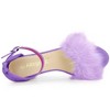 Allegra K Women's Faux Fur Buckle Closure Ankle Strap Block Heels Sandals - 4 of 4