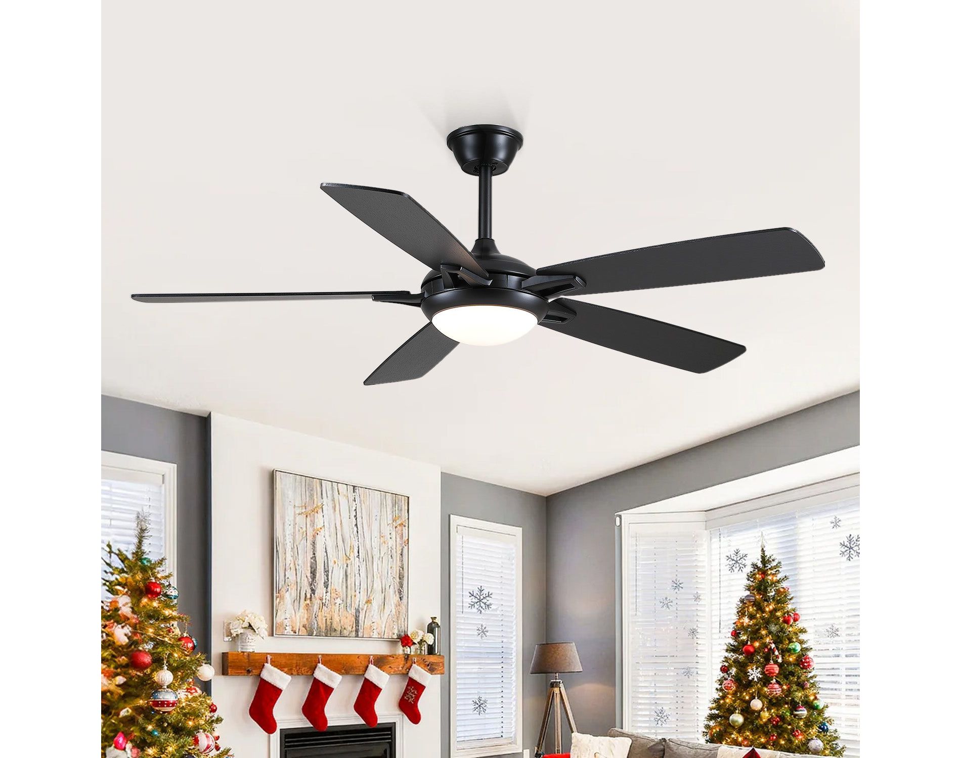 Kviflon 52 Inch Ceiling Fan with Light,Reversible DC Motor,Remote Control for Timer Setting,6 Speed Wind,for Bedroom,Kitchen,Outdoors