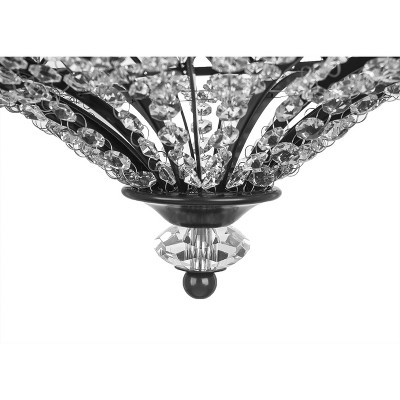 Elegant Hollywood Bronze & Glass Drum Ceiling Light with K-9 Crystals