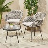 Beulah 3pc Patio Wicker Chat Set: Christopher Knight Home, Rattan Design, Tempered Glass Table - 2 of 4