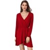 YESFASHION  Women's Casual T Shirt Dress 2025 Summer Long Sleeve Swing Dresses Puff Sleeve V-Neck Ruffles Pleated Party Dress - 4 of 4