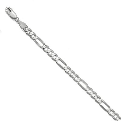 Black Bow Jewelry 5.5mm 14k White Gold Flat Figaro Chain Bracelet