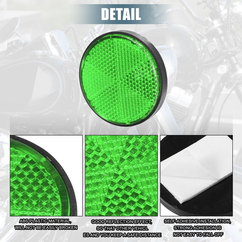 Unique Bargains Motorcycle Round Safety Spoke Reflective Self Adhesive Reflector Green 10 Pcs, 3 of 7