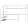 Streamdale Full Size Metal Loft Bed with Desk and Lateral Storage Ladder, White - 3 of 4