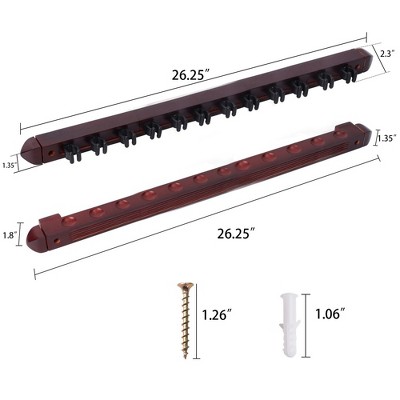 Mahogany 2-Piece Wall Mounted Pool Cue Rack Set