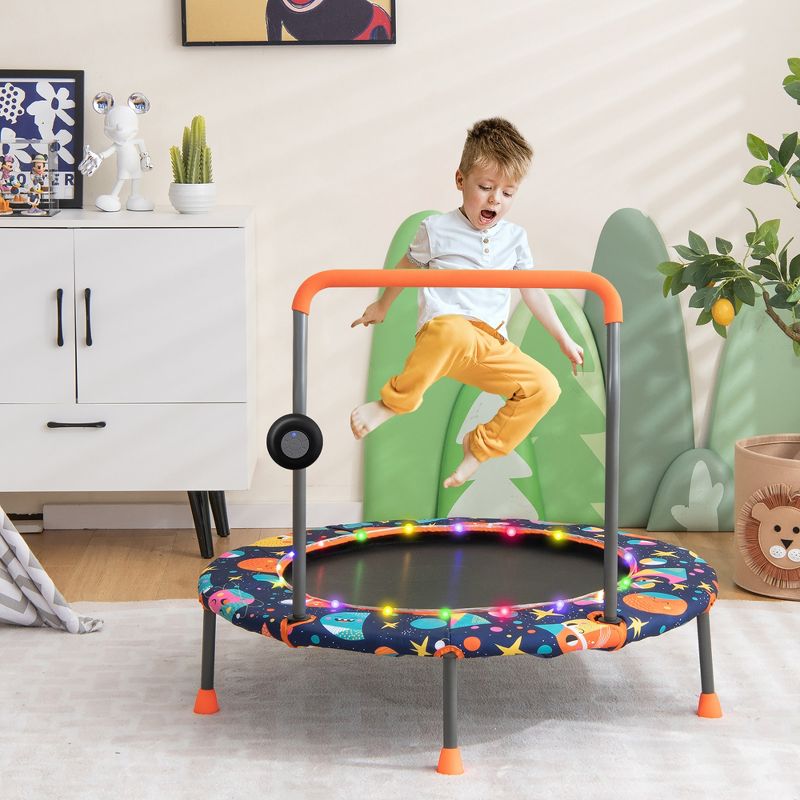 Costway 36'' Mini Toddler Trampoline W/LED Bluetooth Speaker Detachable Handle Kids Gifts, 2 of 11