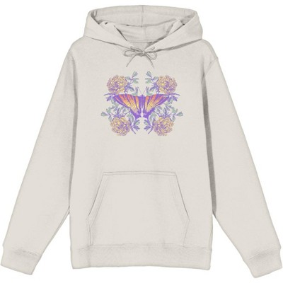 Vintage Floral Gradient Butterfly Adult Long Sleeve Hoodie