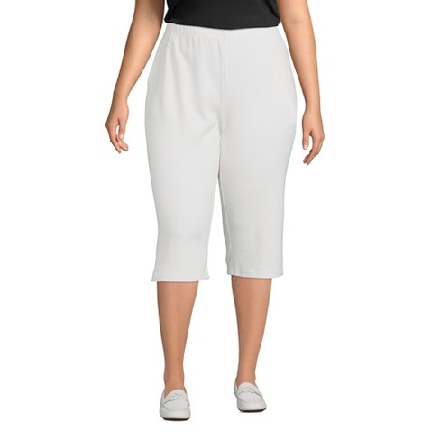 Lands' End Women's Plus Size Sport Knit High Rise Elastic Waist Pull On Capri  Pants - 2x - Light Stone Twill : Target