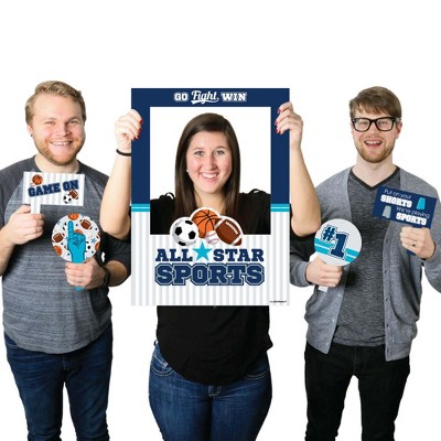 Big Dot of Happiness Go, Fight, Win - Sports - Baby Shower or Birthday Party Selfie Photo Booth Picture Frame & Props - Printed on Sturdy Material