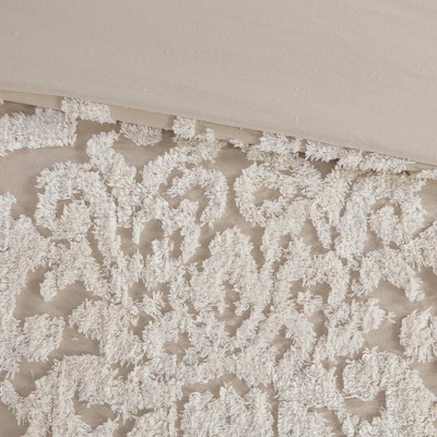 Taupe King Cotton Chenille Damask Comforter Set