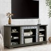 Dexmalle Grey Modern Mantel Stone TV Media Stand with with Faux Stacked Stone Surround - 3 of 4