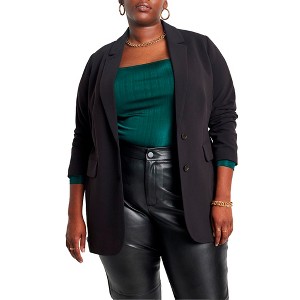 ELOQUII Women's Plus Size The 365 Semi Stretch Two Button Blazer - 1 of 4
