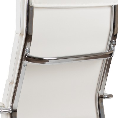 Exquisite White LeatherSoft & Chrome High-Back Executive Swivel Chair