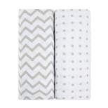 Ely's & Co. Baby Fitted Waterproof Sheet Set 100% Combed Jersey Cotton Grey Chevron and Polka Dots 2 Pack