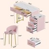 FONTOI Velvet Makeup Table with 5 Drawers & Padded Chair, Dressing Table with Left/Right Adjustable Storage for Bedroom, Pink, 15.7"*30.51"*55.1" - 3 of 4