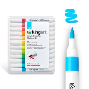 KINGART Acrylic Brush Tip Markers, 24 Colors - 1 of 4