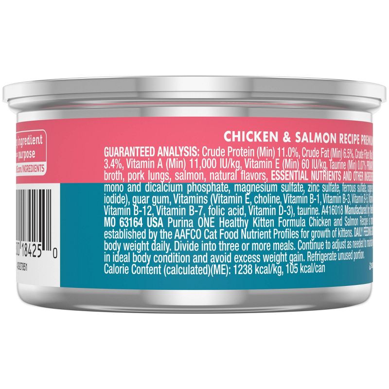 Purina ONE Healthy Kitten Chicken and Salmon Wet Cat Food - 3oz, 3 of 6