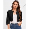 Womens Cropped Blazer Casual Business 3/4 Sleeve Collarless Open Front Cardigan Work Jacket Shrug - 3 of 4