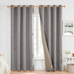 Deconovo Embroidered Leaf Farmhouse Sheer Curtains (2 Panels) - 1 of 4