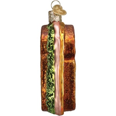 Handcrafted Glass Ham and Cheese Sandwich Ornament