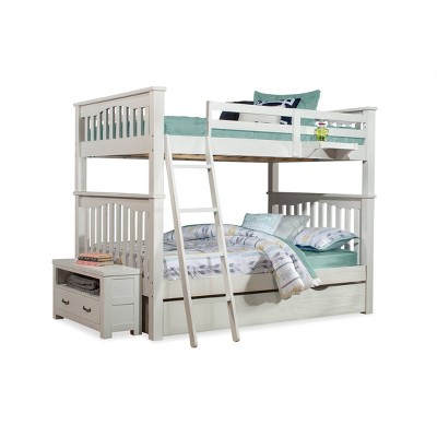 Full/Full Highlands Harper Bunk Bed with Trundle and Nightstand White - Hillsdale Furniture