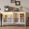 55" Modern Sideboard Buffet with Power Outlet & LED Lights - 4-Door Storage Cabinet with Adjustable Shelves - 4 of 4