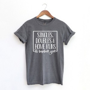 Simply Sage Market Women's Singles Doubles and Home Runs Short Sleeve Garment Dyed Tee - 1 of 2