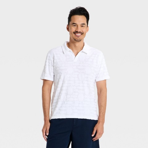 Мужские рубашки Goodfellow & Co Men's Casual Fit Short Sleeve Johnny Collar Shirt - Goodfellow & Co™ True White M