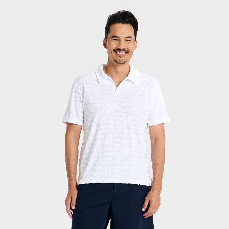 Men's Casual Fit Short Sleeve Johnny Collar Shirt - Goodfellow & Co™ True White S