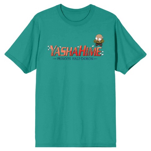 Yashahime Myoga & Logo Crew Neck Short Sleeve Bright Aqua Men's T-shirt - image 1 of 2