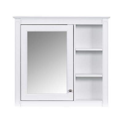NicBex Bathroom Wall Mount Storage Cabinet Mirror Medicine Cabinet with Single Door & 3 Open Shelves