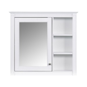 NicBex Bathroom Wall Mount Storage Cabinet Mirror Medicine Cabinet with Single Door & 3 Open Shelves - 1 of 4