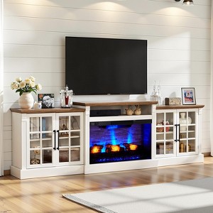 AMERLIFE Fireplace TV Stand, 97", Adjustable Shelf, Large Storage, Media Console - 1 of 4