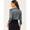 INSPIRE CHIC Women's Satin Elegant 3/4 Sleeve Solid Bolero Shrugs - 4 of 4