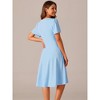 INSPIRE CHIC Women's Summer Wrap V Neck Puff Short Sleeve Midi Swing Dress with Pockets - 4 of 4