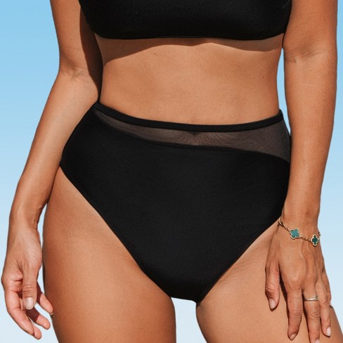 Womne's Chic High-Waisted Olive Green/Black Bikini Bottoms - Cupshe - image 1 of 4