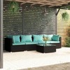 vidaXL Patio Lounge Set - 5 Piece Outdoor Sectional Sofa Set - Black Poly Rattan with Aqua Cushions - Modular Design for Garden, Patio, Deck - 2 of 4