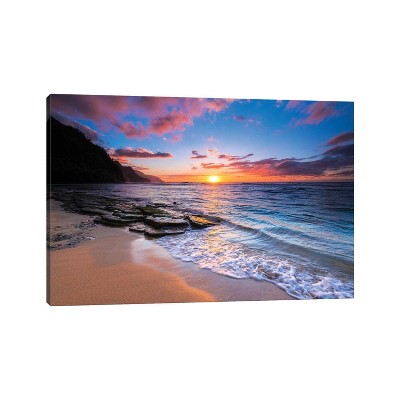 iCanvas Sunset Over The Na Pali Coast From Ke'e Beach Hawaii USA I by Russ Bishop Canvas Print Wall Art